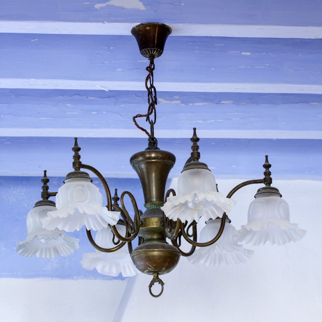 Ciutadella Menorca, Spain: Evelyne Mandel House - Blue And White Kitchen - Vintage Menorcan Light