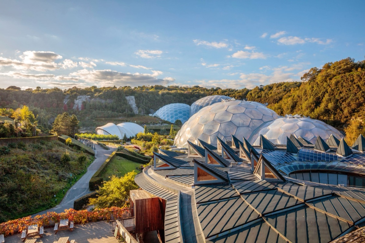 The biomes of the Eden Project, Cornwall, at dusk